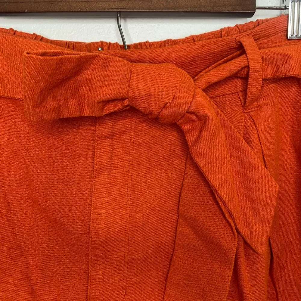 AVA & VIV SIZE 1X NEW LINEN BLEND SHORTS ORANGE RUST BELTED